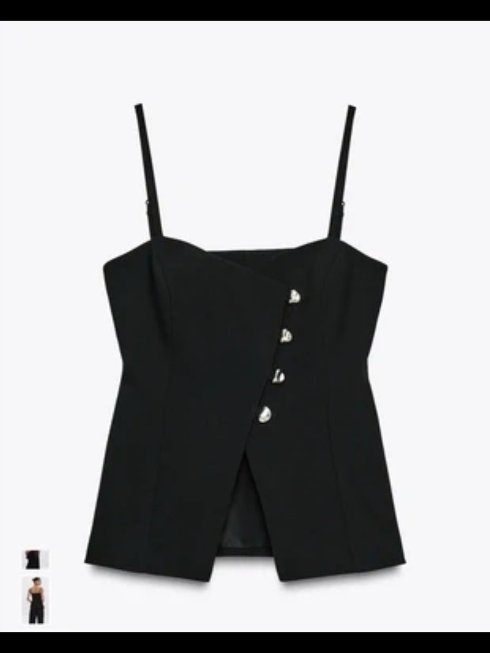 Milk And Honey Black Strappy Asymmetrical Button Women's Top